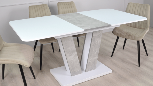 Стіл Torino White / Торіно Аляска Інтарсіо Біла аляска РЕ/Індастріал Розкладний 140/180 см 1