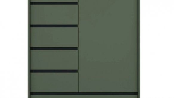 Комод REG1D5S1K 2-дверный с 5 ящиками Лаундж Зеленый димчастый / Черный