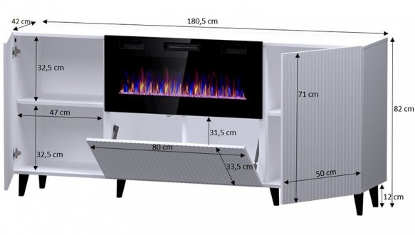 Комод 180 EF Pafos з електрокаміном 8