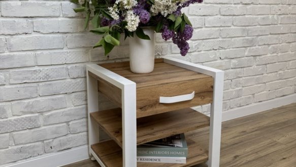 Тумба прикроватная LOFT Дуб Сонома / Чёрный мат MebliRoMax 1