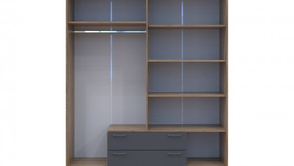 Шафа Doros Ронді 4-дверна з шухлядами 160 см Дуб Артізан / Графіт 4