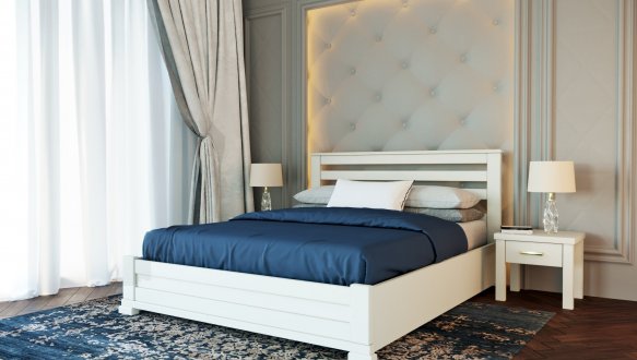 Ліжко дерев'яне Лев Лорд з підйомним механізмом і нішею для білизни масив Бук Білий