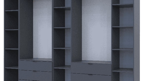 Шкаф Дорос Гелар графит с Этажеркой 6 дверной 270,7 см