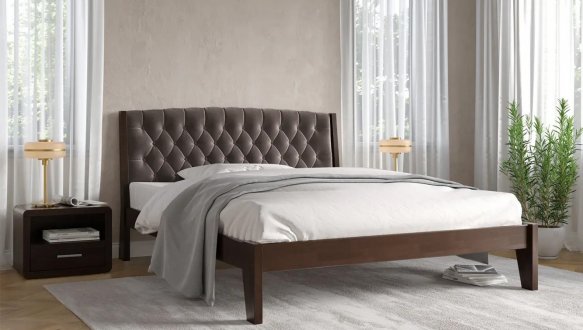 Кровать деревянная с мягкой вставкой ArborDrev Алекс Сосна / Бук 2