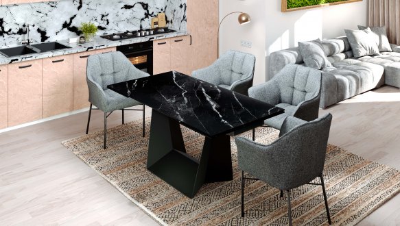 Стол Edmund (160-240 см) Marquina Black Matt