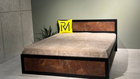 Кровать LOFT 160×200 Дуб Сонома / Чёрный мат MebliRoMax