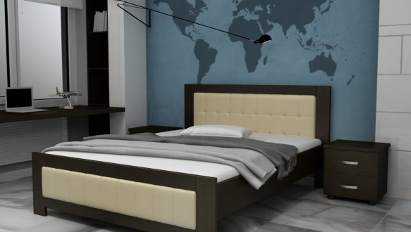 Ліжко двоспальне дерев'яне Явіто Енігма Масив Вільха / Ясен / Дуб 15