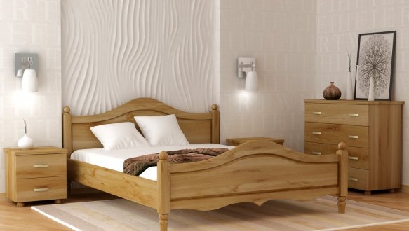 Ліжко двоспальне дерев'яне Явіто Лаванда Масив Вільха / Ясен / Дуб 4