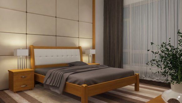 Кровать двуспальная деревянная Явито Ліон с подьемным механизмом и нишей для белья Массив Ольха / Ясень / Дуб 10