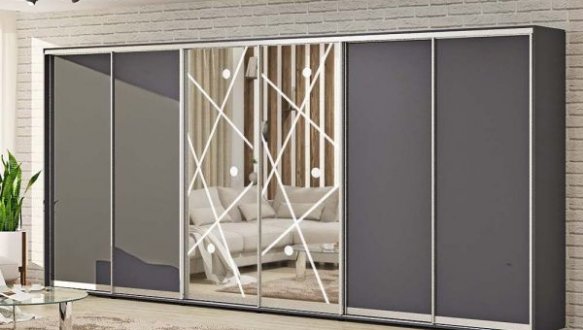 Шкаф-купе с зеркалом Комфорт мебель графит 6 дверный 540 см