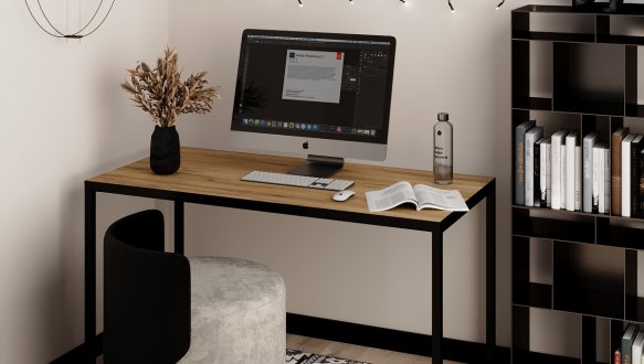 Письмовий стіл Art in Head Brevity Loft Standart/Бревіті Лофт Стандарт Дуб крафт золотий/Чорний метал