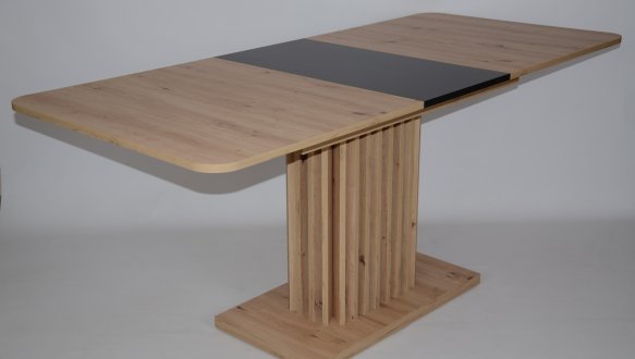 Обеденный стол CASANDRA Интарсио Дуб артизан / Черный Раскладной 140/180 см 6