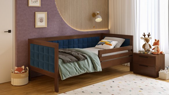 Дитяче ліжко дерев'яне з м'якою вставкою DrevKO Амелія