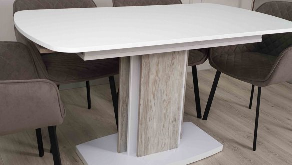 Стіл Fenix/Фенікс Інтарсіо Атрвуд Темний/Білий Діамант Розкладний 140/180 см 5