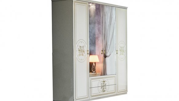 Шкаф 4Д с зеркалом Світ Меблів Жасмин 3 дверный белый 188 см