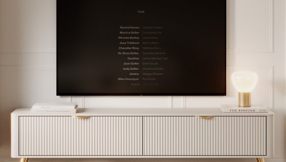 Тумба под ТВ Lante/Ланте RTV163 2D Бежевый золотые ножки Perfect Home Ширина 163 см