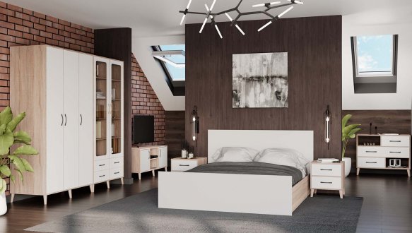 Модульна спальня Foks/Фокс Київський Стандарт Дуб сонома/Білий супермат