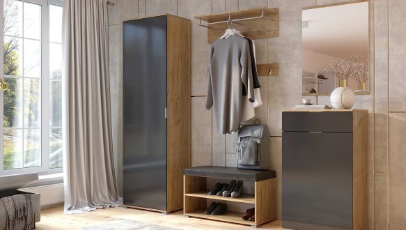 Модульная прихожая Миромарк Луна Дуб крафт / Мат лава