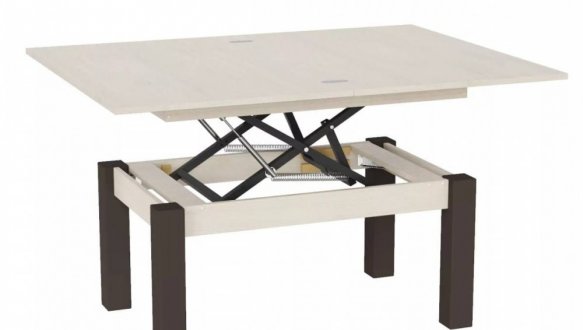 Стіл-трансформер B-Fly Glass Art In Head Гікорі рокфорд світлий/Венге ноги/Біле скло 5