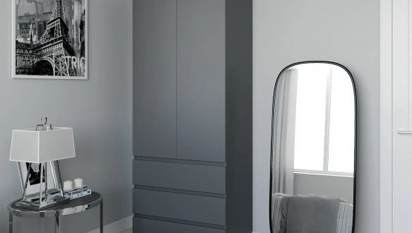 Шафа Морелі Т211 2 дверна графіт з трубою 80 см