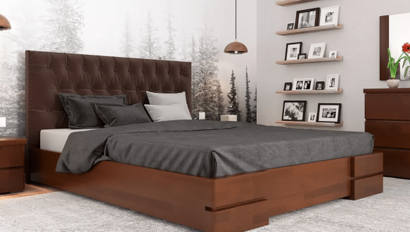 Ліжко дерев'яне ArborDrev Камелія ромб з підйомним механізмом та нішею для білизни Сосна / Бук 0