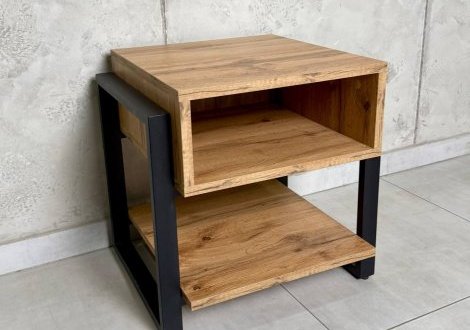 Тумба прикроватная LOFT Line Дуб сонома / Чёрный мат MebliRoMax