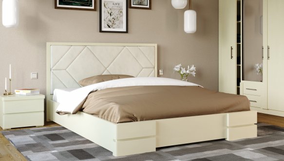 Кровать деревянная с мягкой вставкой ArborDrev Тиффани Сосна / Бук