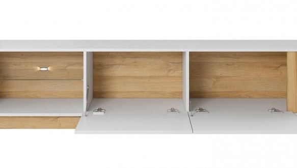 Тумба під ТВ Arco/Арко RTV188 2D Білий/Білий глянець/Дуб грандсон Perfect Home Ширина 188 см 1