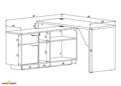 Комп'ютерний стіл Nord Інтарсіо Правий/Лівий Бронзовий 133 см 8