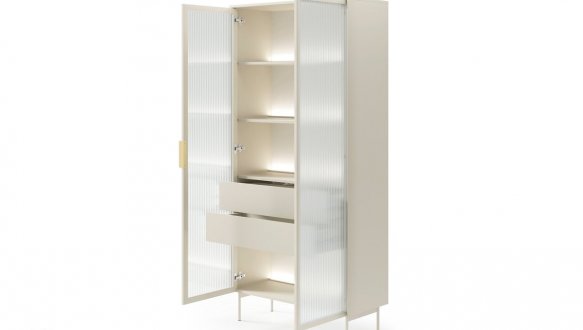  Вітрина висока 2D2S/91 з підсвіткою кашемір Lumi 2