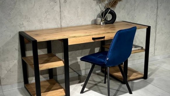 Стіл компютерний LOFT 2-х тумбовий Дуб Сонома / Чорний мат MebliRoMax 6