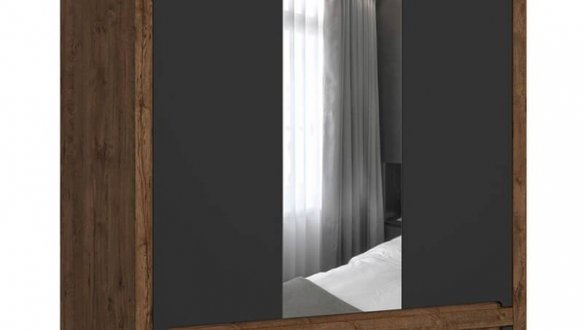 Шкаф с зеркалом SZF2D1M3S BRW Poland Ruso 3 дверный черный 179 см 0