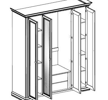 Шкаф 4D(2S) Гербор Вайт 4 дверный ясен снежный 227 см 2