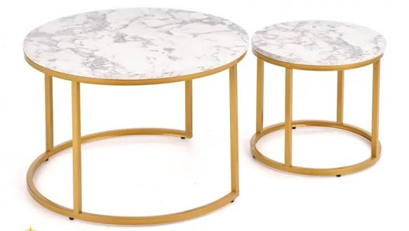 Стол журнальный Paola белый мармур/золотой 0