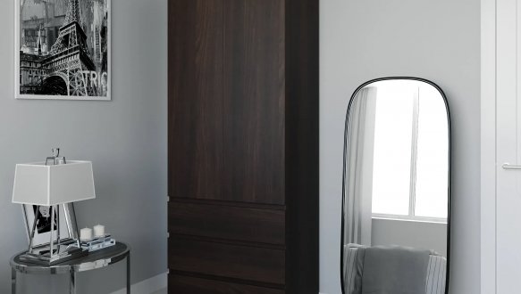 Шкаф Морели Т210 2 дверный венге темный с полками 80 см