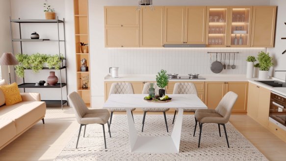 Стол Edmund (140-200 см) Snow White Matt / White legs 3