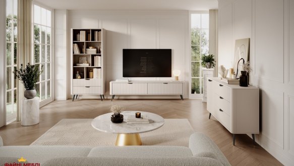 Тумба під ТВ Lante/Ланте RTV163 2D Бежевий чорні ніжки Perfect Home Ширина 163 см 5