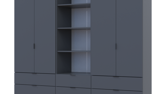 Шкаф Дорос Гелар четырёхдверный с пеналом Графит 215 см