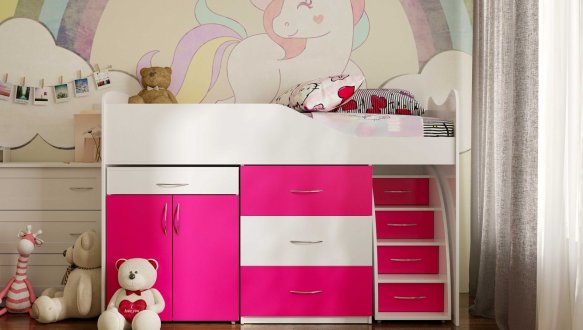 Ліжко кімната зі столом №5 Viorina Deko Корпус білий 21