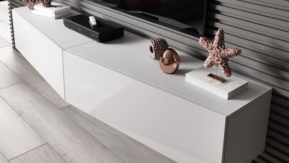 Тумба под ТВ Slant Vigo/Слант Виго RTV90 Белый мат/Белый глянец Cama Ширина 90 см 3