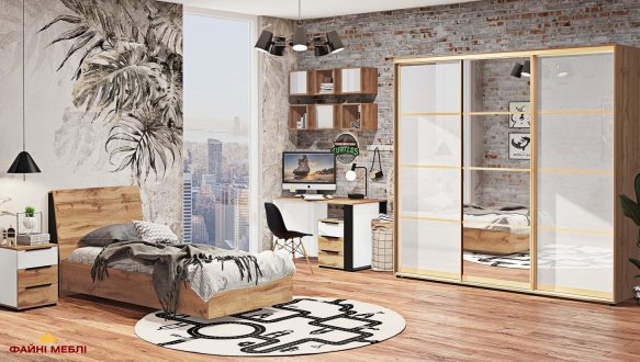 Модульная детская Oxford/Оксфорд Комфорт мебель Дуб Золотой/Белый глянец 8