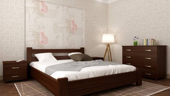 Ліжко двоспальне дерев'яне Явіто Селіна з підйомним механізмом та нішою для білизни Масив Вільха / Ясен / Дуб 2