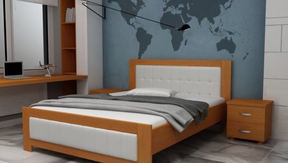 Ліжко двоспальне дерев'яне Явіто Енігма Масив Вільха / Ясен / Дуб 9