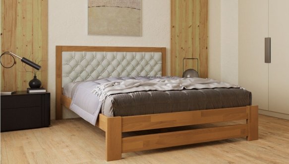 Ліжко дерев'яне з м'якою вставкою ArborDrev Симфонія Люкс Сосна / Бук 0