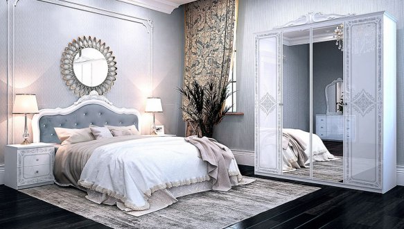 Модульная спальня Luiza/Луиза Миромарк Белый глянец 1