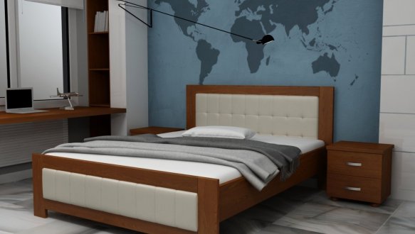 Кровать двуспальная деревянная Явито Енигма с подьемным механизмом и нишей для белья Массив Ольха / Ясень / Дуб 13