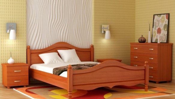 Ліжко двоспальне дерев'яне Явіто Лаванда Масив Вільха / Ясен / Дуб 6