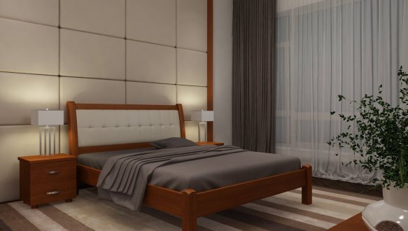 Кровать двуспальная деревянная Явито Лион Массив Ольха / Ясень / Дуб 11