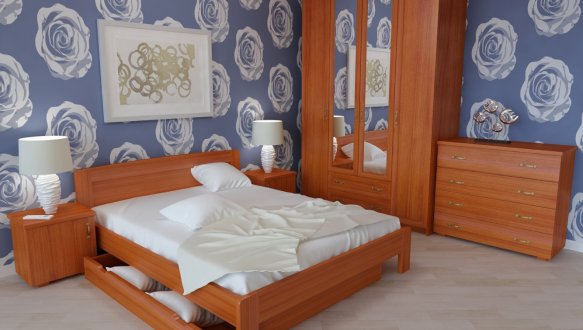 Кровать двуспальная деревянная Явито Мила Массив Ольха / Ясень / Дуб 6