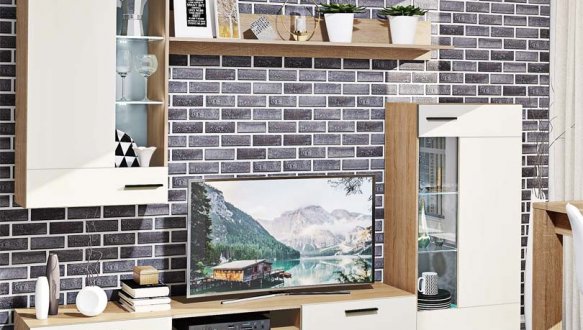 Модульна вітальня МС-4333 Еко Білий Глянець